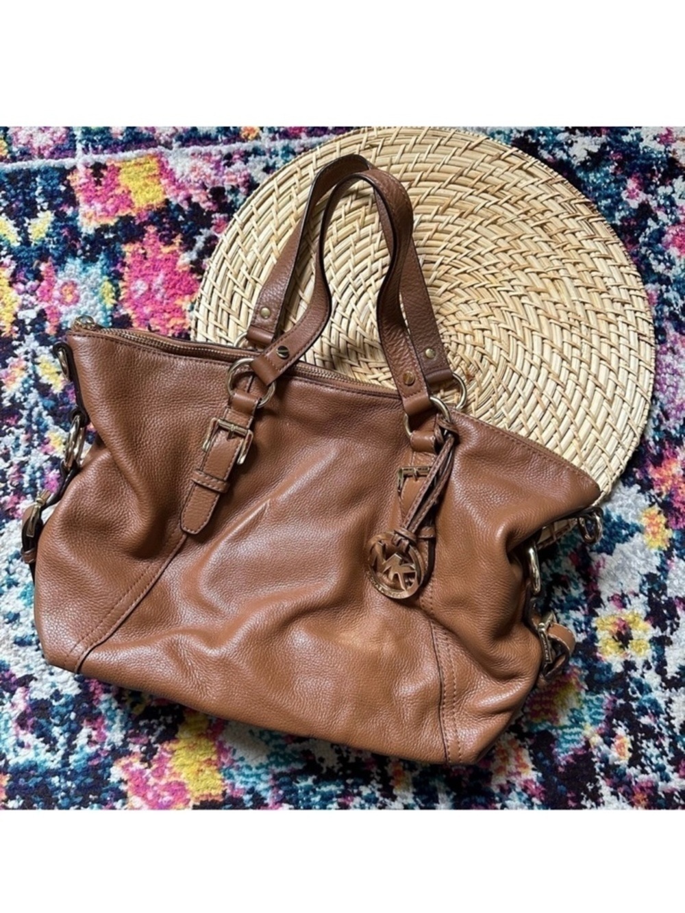Michael Kors Leather Double Handle Zip Top Purse